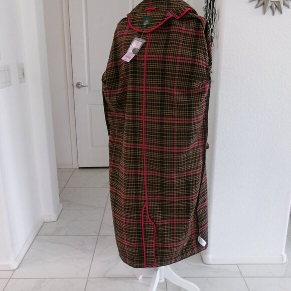 New Wild Fable Wool Blend Plaid Oversize Midi Coat Brown Tan Fuchsia Pink S / M - Picture 12 of 14